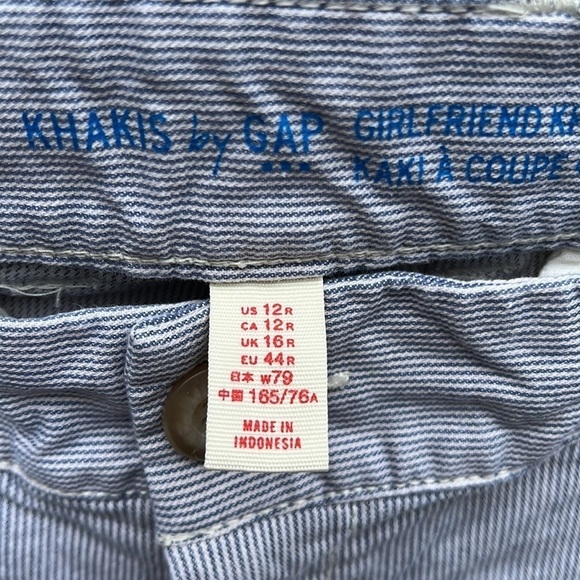 GAP Girlfriend Khakis Capris Blue Stripe Sz 12 - Picture 7 of 11